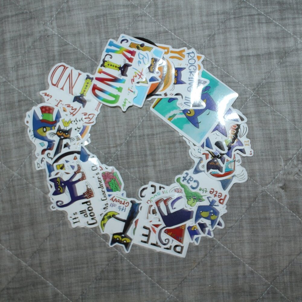 Lot of 50 Glossy Pete The Cat Stickers